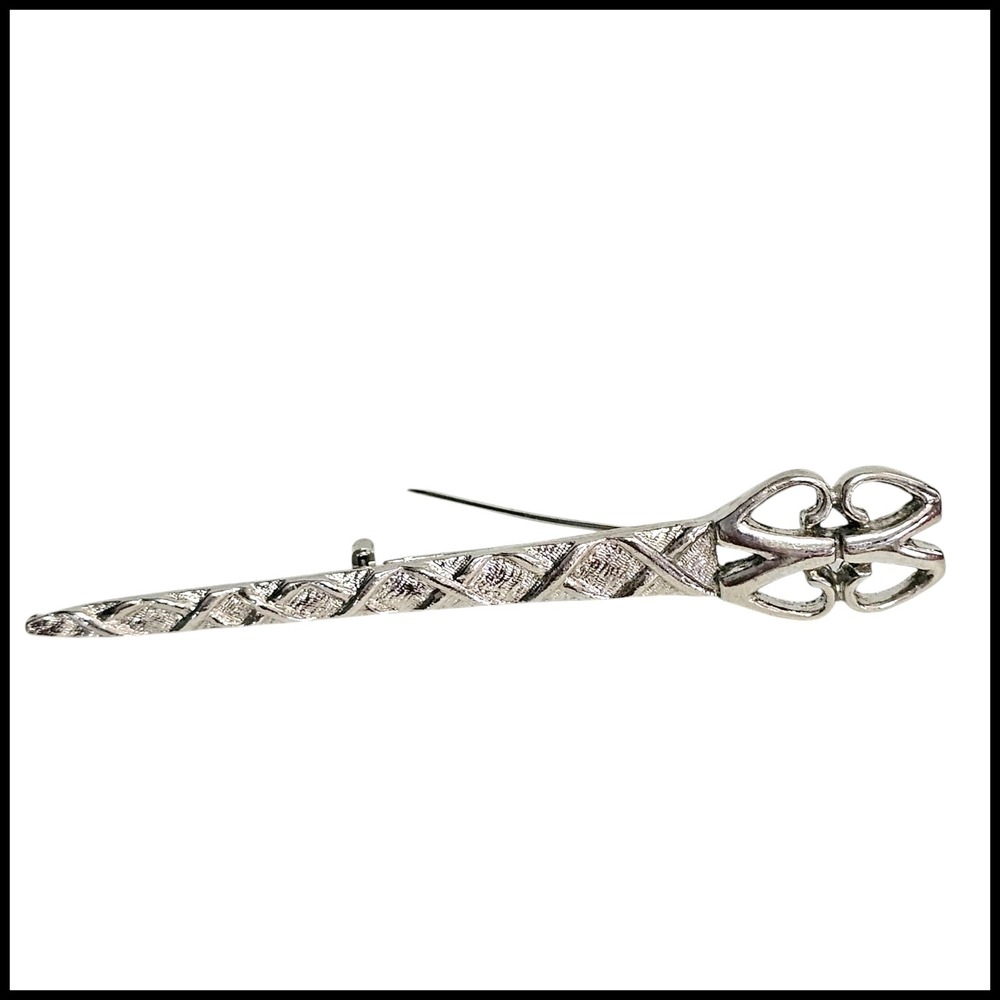 Scissors Brooch Silver Tone Vintage Style Statement Pin Unique Jewelry